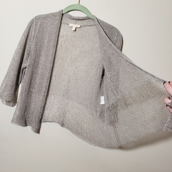 EILEEN FISHER Lagenloo Linen blend open knit coverup open wear blouse size Small - Picture 4 of 9